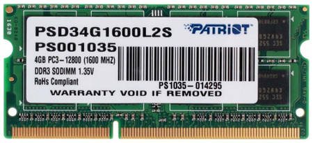 Оперативная память Patriot Signature DDR3 1600Mhz 4GB (PSD34G1600L2S) 9098130114
