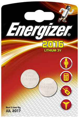 Батарейки Energizer Ultimate Lithium CR2016 BP2, 2 шт 9098288112