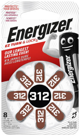 Батарейки для слухового аппарата Energizer Zinc Air 312 DP-8, 8 шт