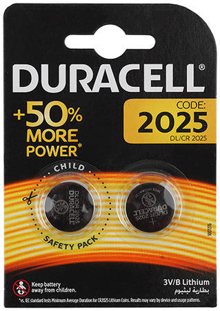 Батарейки Duracell литиевые CR2025-2BL 2шт