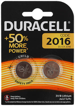 Батарейки Duracell литиевые CR2016-2BL, 2 шт 9098736590