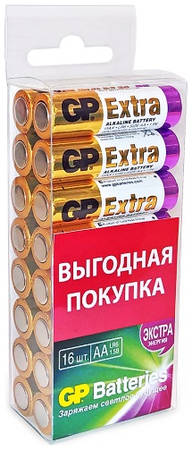 Батарейки GP Extra Alkaline AA (LR6), 16 шт. (GP15AX-2CRB16) 9098799630