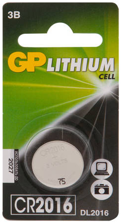 Батарейка GP литиевая, CR2016, 1 шт. (CR2016-CR1) 9098800381