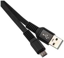 Кабель RED-LINE Flat, USB / microUSB 1m Black