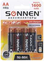 Аккумуляторы Sonnen Ni-Mh, АА (HR6), 1600mAh, 4 шт (455605)