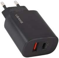 Сетевое зарядное устройство Usams US-CC121 T35, USB QC 3.0 + PD 3.0 20W Fast Charger, черное (CC121TC02)