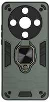Чехол DF с металлической пластиной и кольцом для Honor X9b Dark Green (hwArmor-14)