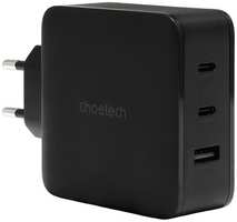 Сетевое зарядное устройство Choetech GAN 2хUSB-С+USB-A PD 100W Black (PD8005-V2-EU-BK)