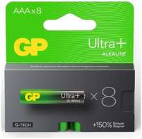 Батарейки GP Ultra+ Alkaline, ААА (LR03), 8 шт (GP24AUPA21-2CRB8)