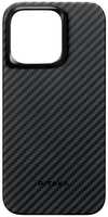 Чехол PITAKA MagEZ Case 4 для iPhone 15 Pro Max, кевлар, Magsafe Compatible Black / Grey Twill 1500D (KI1501PM)