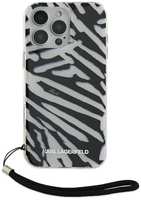 Чехол Karl Lagerfeld Zebra Hard + Nylon Hand Cord для iPhone 16 Pro Max, PC/TPU (KLHCP16XHZBPKCCK)