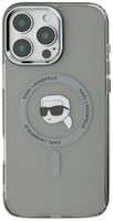 Чехол Karl Lagerfeld NFT Karl Head Metal Camera MagSafe для iPhone 16 Pro Max, PC/TPU / (KLHMP16XHLSKIK)