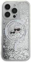 Чехол Karl Lagerfeld для iPhone 16 Pro Liquid Glitter NFT Karl & Choup Heads, (KLHMP16LLGKCSGH)