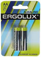 Батарейки Ergolux Alkaline LR6 (АА), 1,5В, 2 шт (BL2)