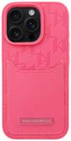 Чехол Karl Lagerfeld Grained Monogram with Pocket Cardslot для iPhone 16 Pro Max, PU, фуксия (KLHCP16XPGKHPRPF)