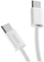 Кабель Deppa Original, USB-C/USB-C, 60 Вт, 1 м, нейлон, белый (72554)