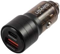 Автомобильное зарядное устройство Usams US-CC176 C36 95W Aluminum Alloy Transparent A+C, черное (CC176CC01)