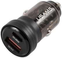 Автомобильное зарядное устройство Usams US-CC175 C35 45W Aluminum Alloy A+C, черное (CC175CC01)