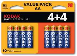 Батарейки Kodak Max Super Alkaline АА (LR6), 8 шт (LR6 4+4BL)