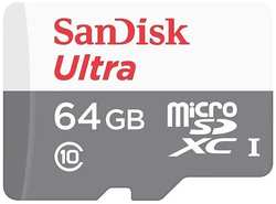 Карта памяти SanDisk MicroSD Ultra UHS-I 100MB/s 64GB Without Adapter (SDSQUNR-064G)