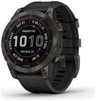 Смарт-часы Garmin Fenix 7 Sapphire Solar, титановый DLC корпус с черным ремешком (010-02540-21)