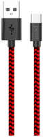 Кабель PERO DC-04 USB Type-C, 3А, 2 м Red / Black (PRDC-04TC2MRB)
