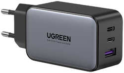 Сетевое зарядное устройство UGREEN USB Type-A + 2хUSB Type-C, 65 W Gan Tech Fast Charger (10335)
