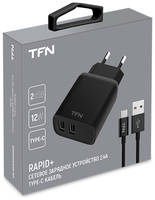 Сетевое зарядное устройство с кабелем TFN Rapid+ 2xUSB 2.4A + кабель USB-C
