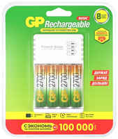 Зарядное устройство GP + аккумуляторы GP USB + 4 аккумулятора АA (HR6) 2700 mAh (GP 270AAHC / CPB-2CR4)
