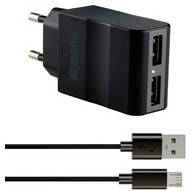 Сетевое зарядное устройство InterStep Combo RT: 2xUSB + кабель microUSB 2100 мА (IS-TC-MICRO2KRT-000B201)
