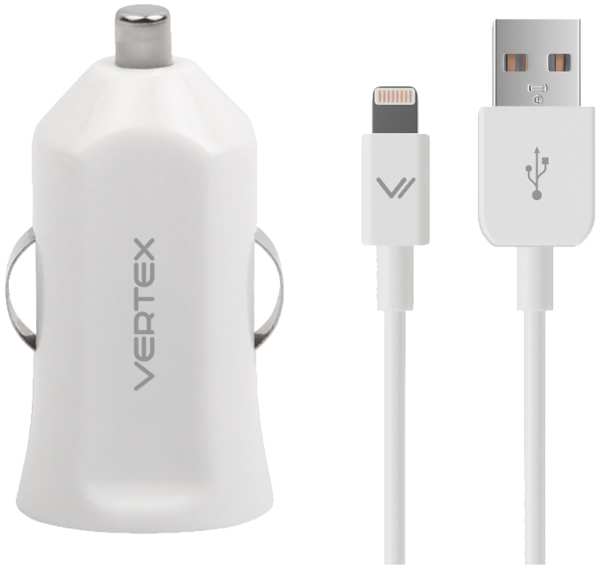 Зарядное устройство автомобильное Vertex с разъемами lightning/USB