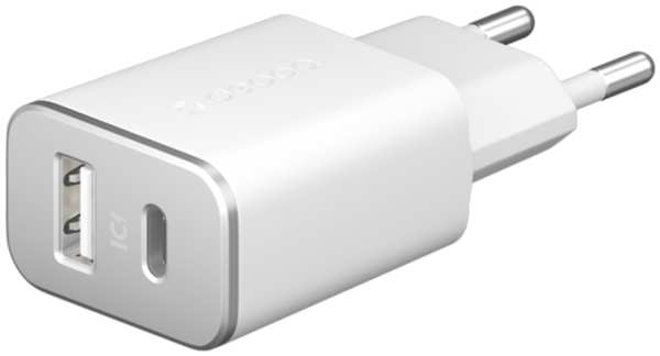 Зарядное устройство сетевое Deppa USB Type-C + USB Type-A PD 18w, белое