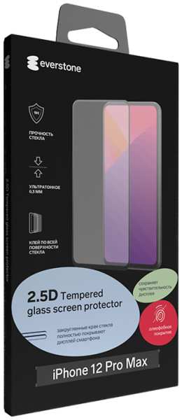 Защитное стекло Everstone для Apple iPhone 12 Pro Max 2.5D Full Glue (черная рамка) 92823646