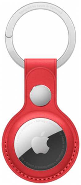 Браслет Apple AirTag, кожаный, красный, с кольцом для ключей (MK103) 92824533