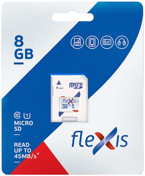 Карта памяти Flexis MicroSD 8 ГБ class 10 (с адаптером) 92836174