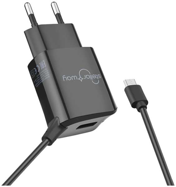 Зарядное устройство сетевое Stellarway USB-A/Micro-USB 1A 1м, черный 92838605