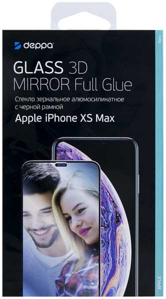 Защитное стекло Deppa Mirror для Apple iPhone XS Max 3D Full Glue (черная рамка) 92866234