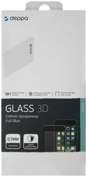Защитное стекло Deppa для Huawei P Smart 3D Full Glue (белая рамка) 92866757
