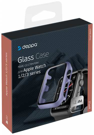 Защитный кейс со стеклом Deppa для Apple Watch 3 series, 42 мм (лавандовый)