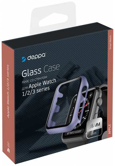 Защитный кейс со стеклом Deppa для Apple Watch 3 series, 38 мм (лавандовый)
