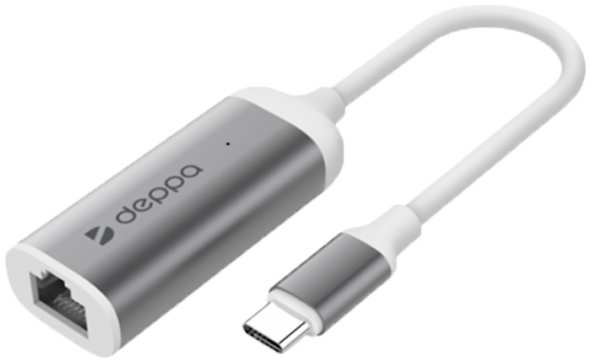 Адаптер Deppa USB Type-C - Gigabit Ethernet, графит