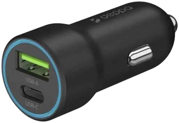 Зарядное устройство автомобильное Deppa 20W USB-A/Type-C, черное 92893398
