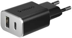Зарядное устройство сетевое Deppa USB Type-C + USB Type-A PD 18w, черное