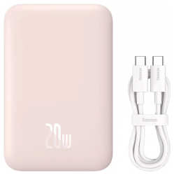 Внешний аккумулятор с поддержкой беспроводной зарядки Xiaomi Baseus Magnetic Wireless Charging Power Bank 10000 mAh 20W Pink (PPCXM10) 962591237