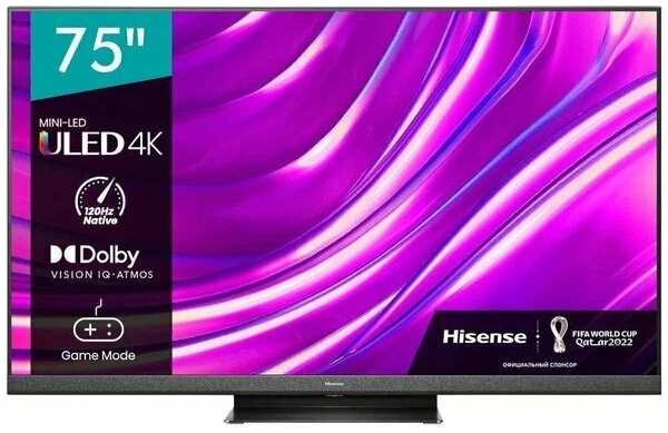 75″ Телевизор Hisense 75U8HQ MiniLED, 4K Ultra HD, черный 9641404028
