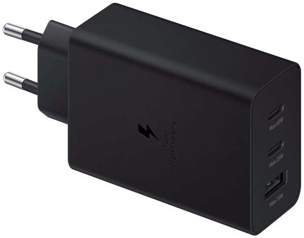 Сетевое зарядное устройство Samsung (EP-T6530NBEG) 65W 2xType-C + USB черное 9641409097
