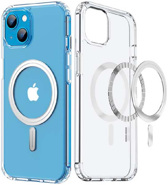 Противоударная накладка Clear Case с MagSafe для Apple iPhone 15 Plus прозрачная TK