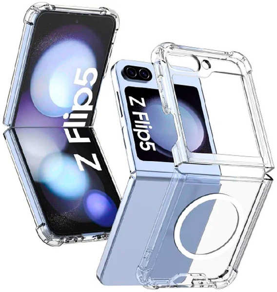 Пластиковая накладка для Samsung Galaxy Z Flip5 с MagSafe прозрачная 9641419845