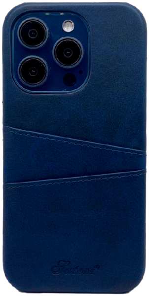 Apple Кожанная накладка Juteni с картхолдером для iPhone 15 темно синяя 9641420814