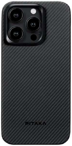 Apple Кевларовая накладка Pitaka MagEZ Case 4 для iPhone 15 Pro черно-серый мелкое плетение 9641420996